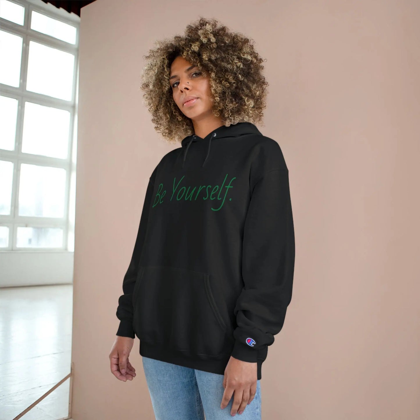 Inspirational Champion Hoodie | Be Yourself Sweater, Motivational Apparel, Gift for Friends, Casual Wear, Self-Love Merchandise Printify