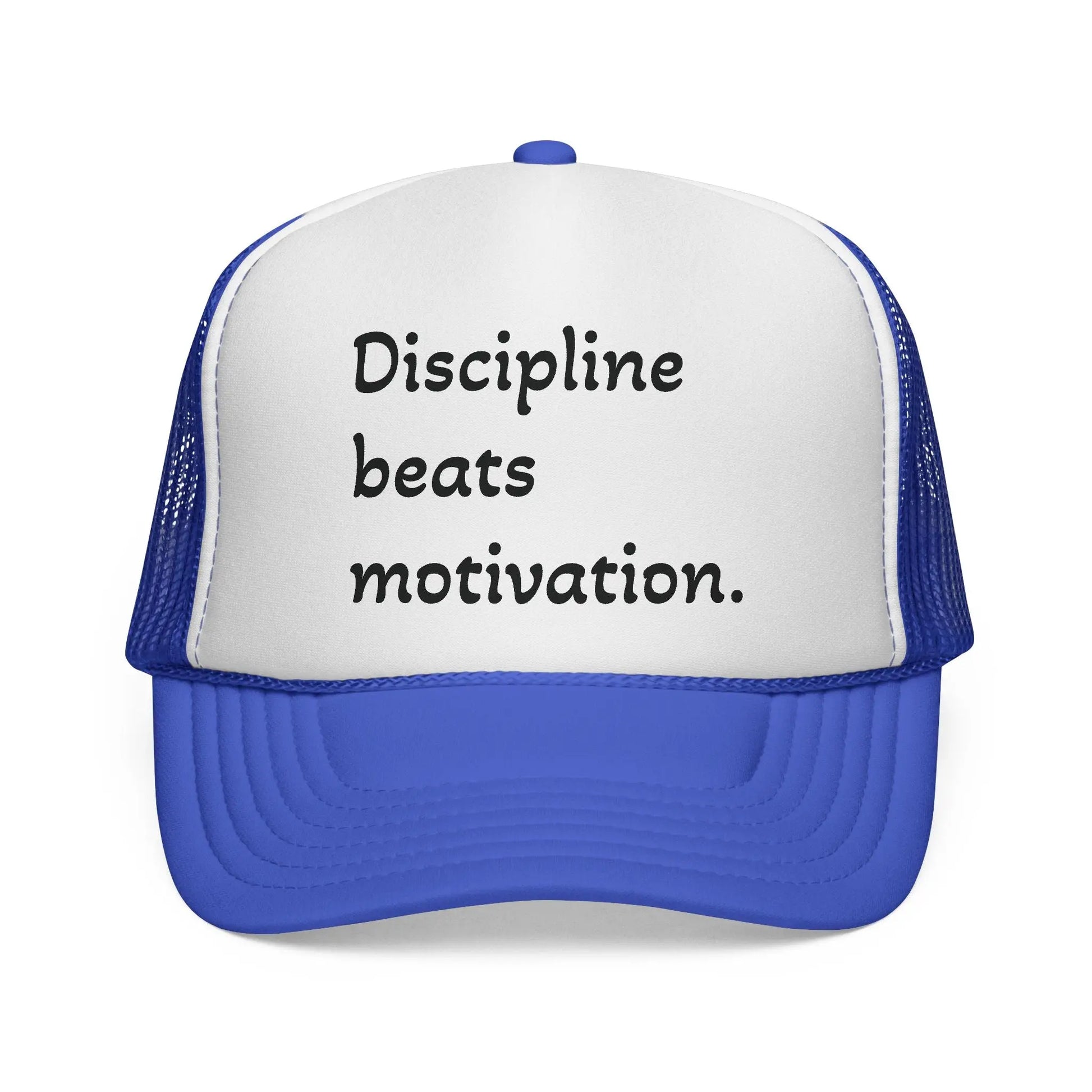 Discipline Beats Motivation Trucker Cap - Motivational Hat, Sports Cap, Fitness Gift, Outdoor Hat, Casual Wear Printify