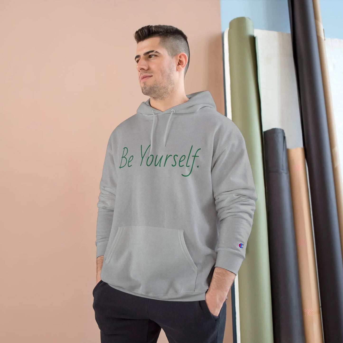 Inspirational Champion Hoodie | Be Yourself Sweater, Motivational Apparel, Gift for Friends, Casual Wear, Self-Love Merchandise Printify