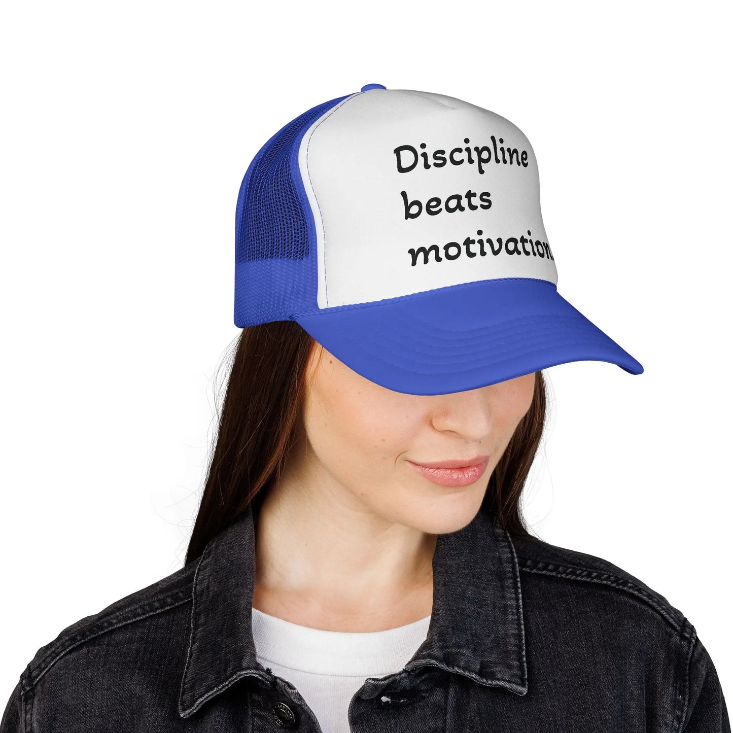 Discipline Beats Motivation Trucker Cap - Motivational Hat, Sports Cap, Fitness Gift, Outdoor Hat, Casual Wear Printify
