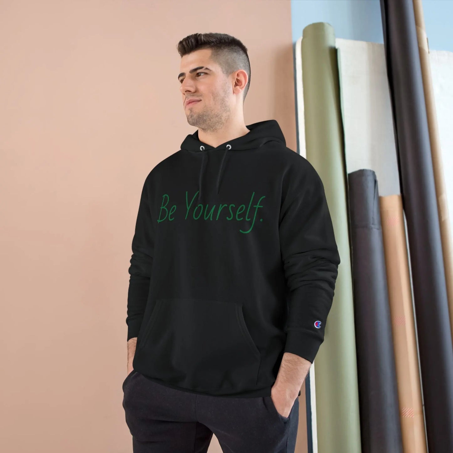 Inspirational Champion Hoodie | Be Yourself Sweater, Motivational Apparel, Gift for Friends, Casual Wear, Self-Love Merchandise Printify