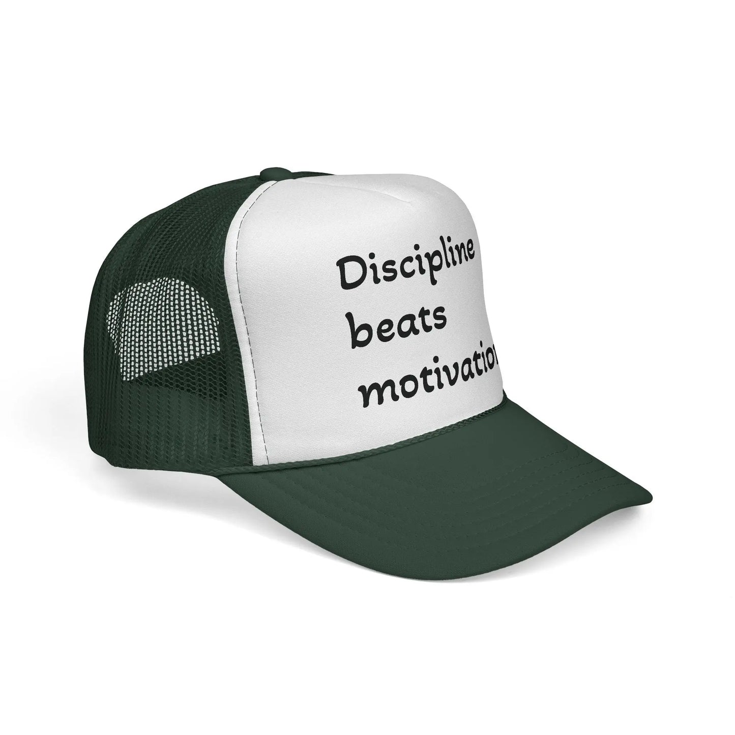 Discipline Beats Motivation Trucker Cap - Motivational Hat, Sports Cap, Fitness Gift, Outdoor Hat, Casual Wear Printify